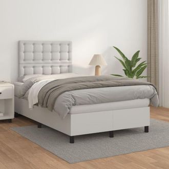 vidaXL Vidaxl - Cama Box Spring Con Colch&oacute;n Cuero Sint&eacute;tico Blanco 120x200 Cm