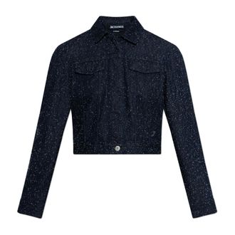 Jacquemus Denim Jackets, female, Blue, Size: 2XS Ovalo De-N&icirc;mes Denim Jacket