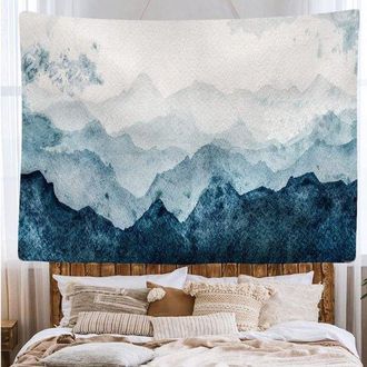 OEM Cuadro De Pared En Acuarela monta&ntilde;as Azul &Oacute;xido, Tapiz, 200x150 Cm, Tapiz Grande, P&oacute;ster Decorativo, Accesorios, Alfombra, Tela, Pintura, Tapiz