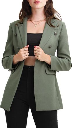 Belle & Bloom Princess Polly Textured Double-Breasted Blazer in Military at Nordstrom Rack, Size Large