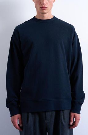 Topman Lightweight Oversize Cotton Sweatshirt in Navy at Nordstrom, Size Xx-Large