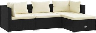 vidaXL Vidaxl - Set De Muebles De Jard&iacute;n 4 Pzas Y Cojines Rat&aacute;n Sint&eacute;tico Negro
