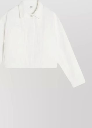 Maison Kitsun&eacute; cropped denim jacket collared buttoned cuffs