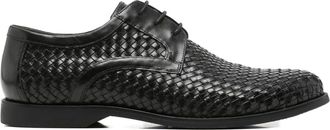 Alberto Gozzi Black Woven Leather Upper Low-Profile Leather Flats