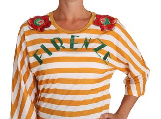 Dolce & Gabbana Womens White Orange Firenze Top T-Shirt Cotton