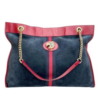 Gucci Pre-owned Tote Bags, unisex, Blue, Size: ONE SIZE Pre-owned Suede Tote
