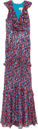 Saloni Abito lungo Rita con ruches - Rosso