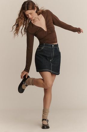 Pilcro Denim Bow Mini Skirt