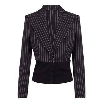 Dolce & Gabbana Chaqueta de lana con inserci&oacute;n de punto - Jackets - Mujer - Negro - M