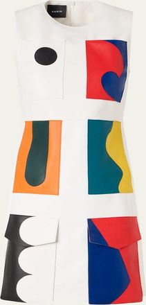 Akris Sleeveless Paravent Nappa Lambskin Leather Mini Dress