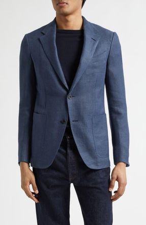 Ermenegildo Zegna Fairway Crossover Linen Blend Sport Coat in Dark Blue at Nordstrom, Size 48 Us