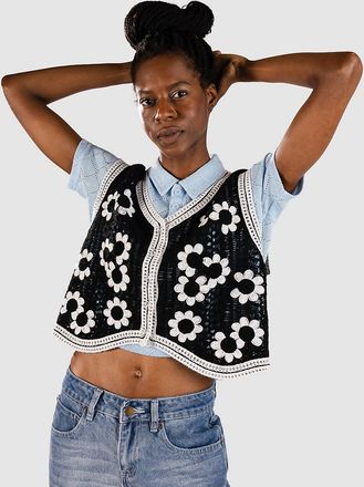 Blue Tomato Crochet Vest Strickpullover schwarz