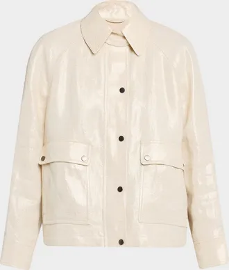 Brunello Cucinelli Shiny Bull Linen Jacket