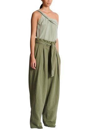 Balmain Twill high-waisted trousers in Green at Nordstrom, Size 36 Eu