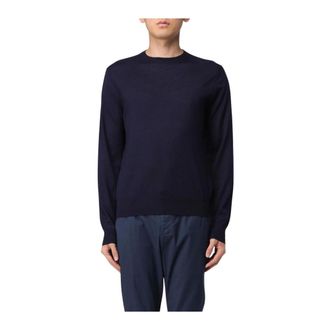 Ballantyne Round-neck Knitwear, male, Blue, Size: 2XL Merino Wool Crew Neck Sweater