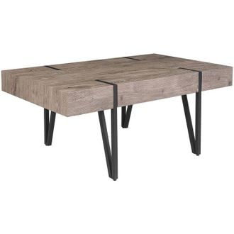 Beliani Mesa De Centro Tablero Madera Oscura Patas De Metal 100 X 60 Cm Estilo Moderno Adena
