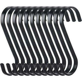 OEM 10 Ganchos Planos Colgantes En Forma De S De Acero Inoxidable, Ganchos Resistentes Para Cocina, Ganchos Multifuncionales Para Cocina, Carne, Carnicer&iacute;
