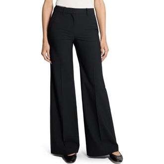 Theory Mid Rise Stretch Wool Flare Pants in Black - 001 at Nordstrom, Size 14