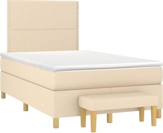 vidaXL Cama Box Spring Con Colch&oacute;n Tela Color Crema 120x200 Cm Vidaxl