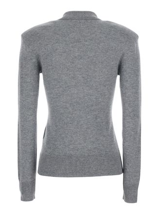 Rotate Merino-Cashmere Blend Polo Shirt - Gray