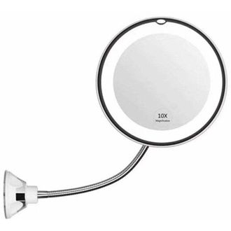 OEM Espejo De Maquillaje Crezuo Con Aumento De 10x, Ventosa Y Luz Led Para Ba&ntilde;o