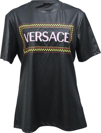 Versace Jersey Logo Print T-shirt in Black Polyester