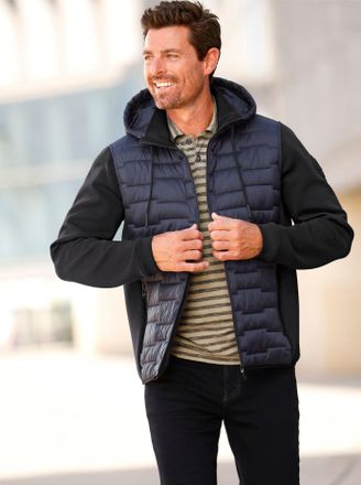 New Canadian Blouson NEW CANADIAN, Herren, Gr. 56/58, blau (marine), 85% Baumwolle, 10% Polyester, 5% Elasthan, Vorderteil + Kapuze:100% Polyester, unifarben, Jack