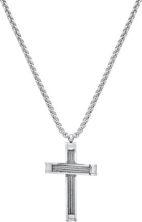 HMY Jewelry Rope Cross Pendant Necklace in Silver at Nordstrom Rack