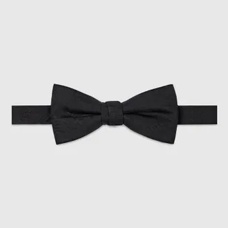 Gucci GG Cotton Silk Bow Tie, Black, Fabric