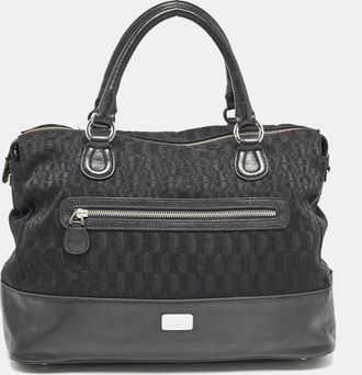 Aigner Black Monogram Canvas And Leather Front Pocket Tote