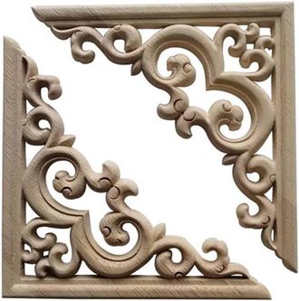 OEM Adhesivo De Esquina De Madera Tallada, Aplique De Madera Tallada Para Gabinetes Y Muebles, Decoraci&oacute;n De Gabinetes, 8 &times; 8 Cm, 4 Piezas
