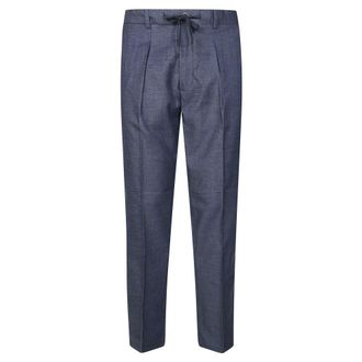 Circolo 1901 Pantalone 1 Pinces Lino Cotone Effetto Denim - male - Circolo 1901 - Slim-fit Trousers - Blue - M - Trousers