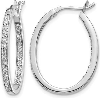 Diamond2Deal 14k Gold 1/2 Ct Lab Grown Diamond In and Out Hoop Earrings