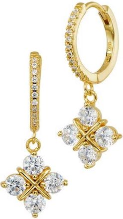 Savvy Cie Jewels Cubic Zirconia Grid Drop Hoop Earrings in Yellow at Nordstrom Rack