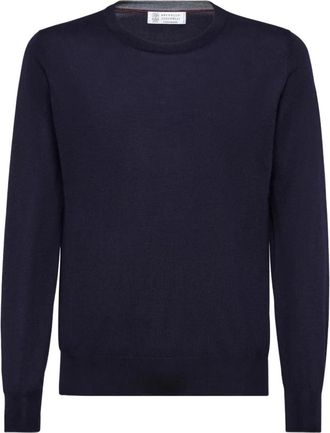 Brunello Cucinelli Cashmere Truien - Heren - Cashmere truien - Blauw - L - Truien & Vesten