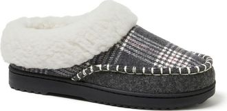 Dearfoams Nyla Felted Plaid Moccasin Toe Clog Slipper in Dark Heather Grey at Nordstrom, Size X-Large