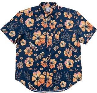 Burnside Premier Tropical Print Short Sleeve Button Up Shirt in Blue Yellow at Nordstrom Rack, Size Xx-Large
