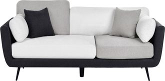 Beliani Sof&aacute; Tapizado 3 Plazas Con Reposabrazos Patas Macizas Cojines Adicionales Negro Con Blanco Y Gris Bolga