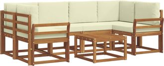 vidaXL Conjunto De Sof&aacute;s De Exterior 7 Uds. Natural Y Crema Vidaxl