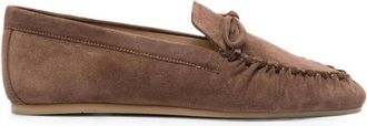 Stuart Weitzman Britt Strikken Loafer - Dames - Loafers - Bruin - 38 1/2 EU - Su&egrave;de - Schoenen