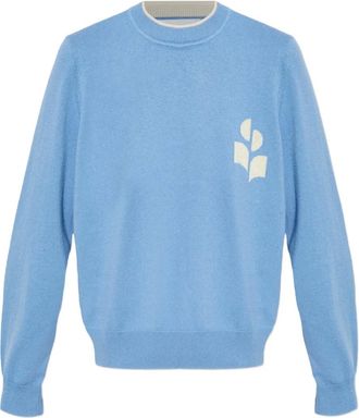 Isabel Marant intarsia-knit logo sweater - women - Wool/Cotton - 34 - Blue