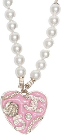 Chanel 2024 Chanel CC Mark heart pearls necklace - Pink
