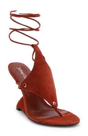 Jeffrey Campbell Pachouli Ankle Wrap Wedge Sandal in Rust Suede at Nordstrom, Size 8.5