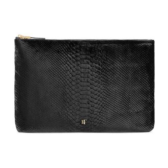 Elisabetta Franchi Clutch in velluto con stampa coccodrillo - - Bags - Donna - Nero - ONE SIZE