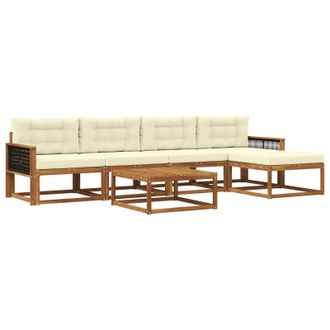 vidaXL Conjunto De Sof&aacute;s De Exterior Con Coj&iacute;n 6 Pcs Natural Y Crema Vidaxl