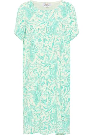 Usha Jurk met korte mouwen Dames Turkoois gebroken wit