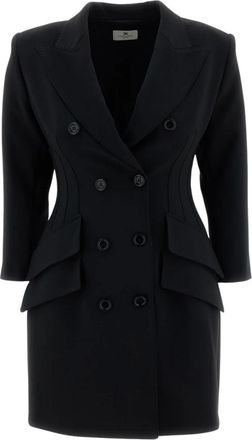 Elisabetta Franchi Vestido tipo abrigo en crep&eacute; ligero - Dresses - Mujer - Negro - S