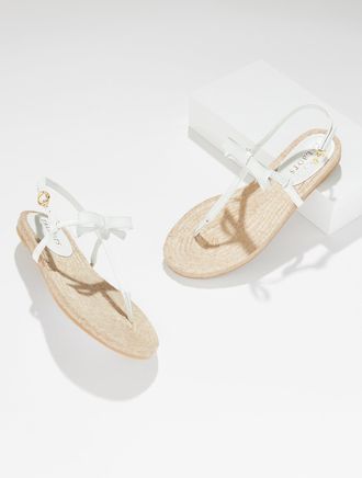 Talbots Irina Bow Nappa Espadrille Sandals - White - 10 1/2 M Talbots
