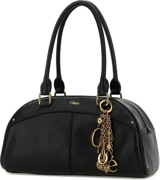 Chlo&eacute; Womens Bowling Shoulder Bag Black Leather Domestic Calf