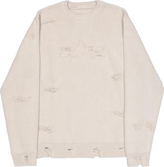 Alpha Industries Distressed Logo Sweatshirt - Heren - Ronde hals truien - Beige - XL - Katoen - Truien & Vesten